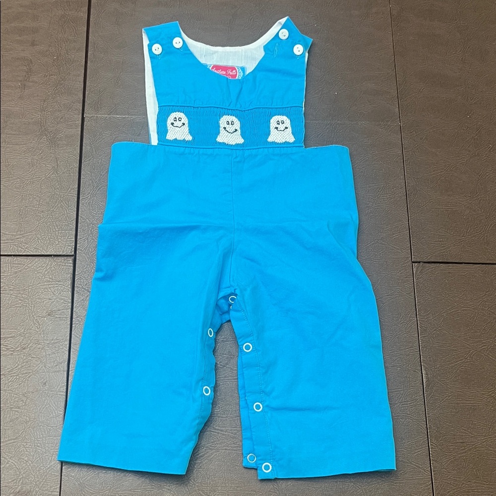 Charming Blue Kids Overalls with Ghost Design